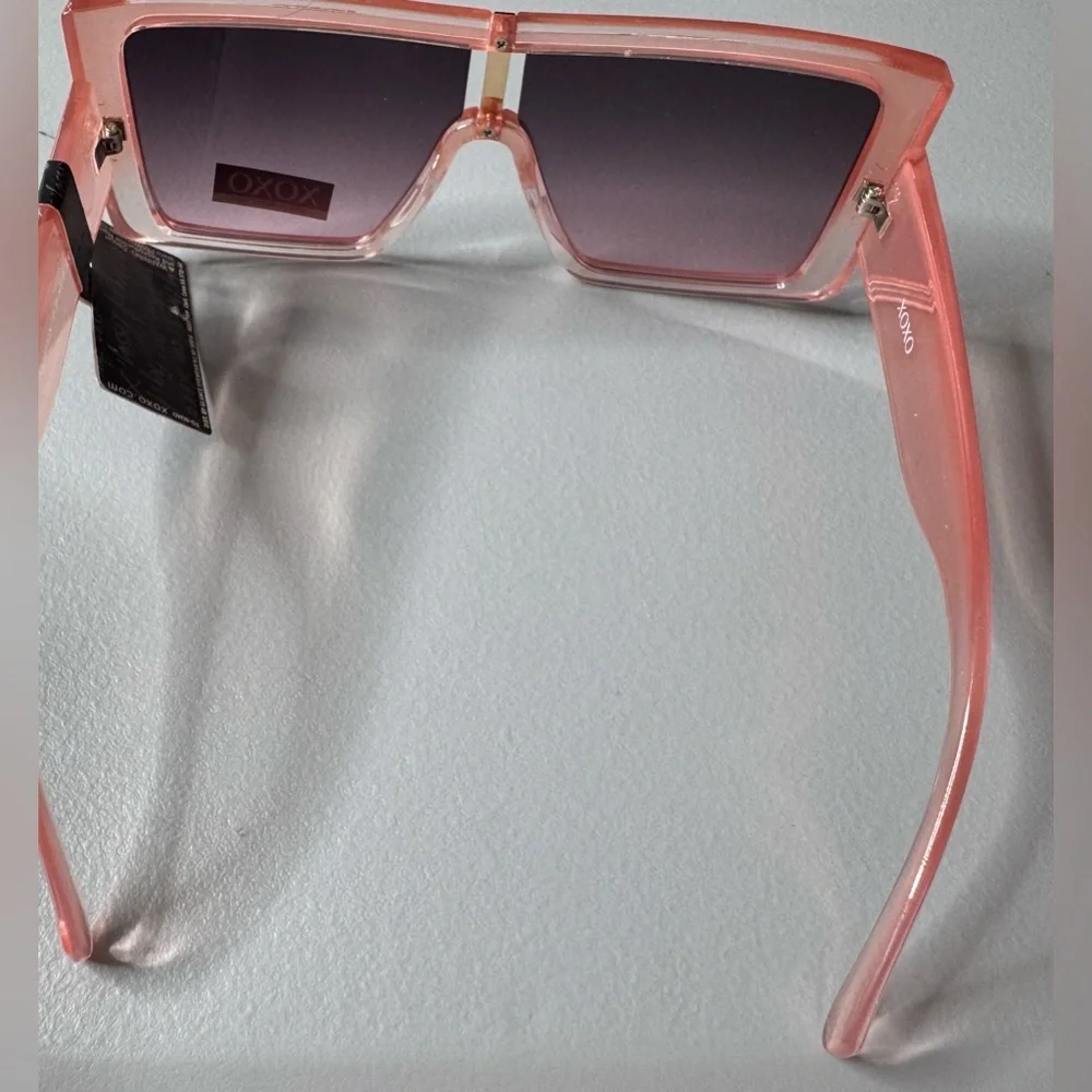 XOXO Blush Pink Oversized square Sunglasses with gold hardware accent
